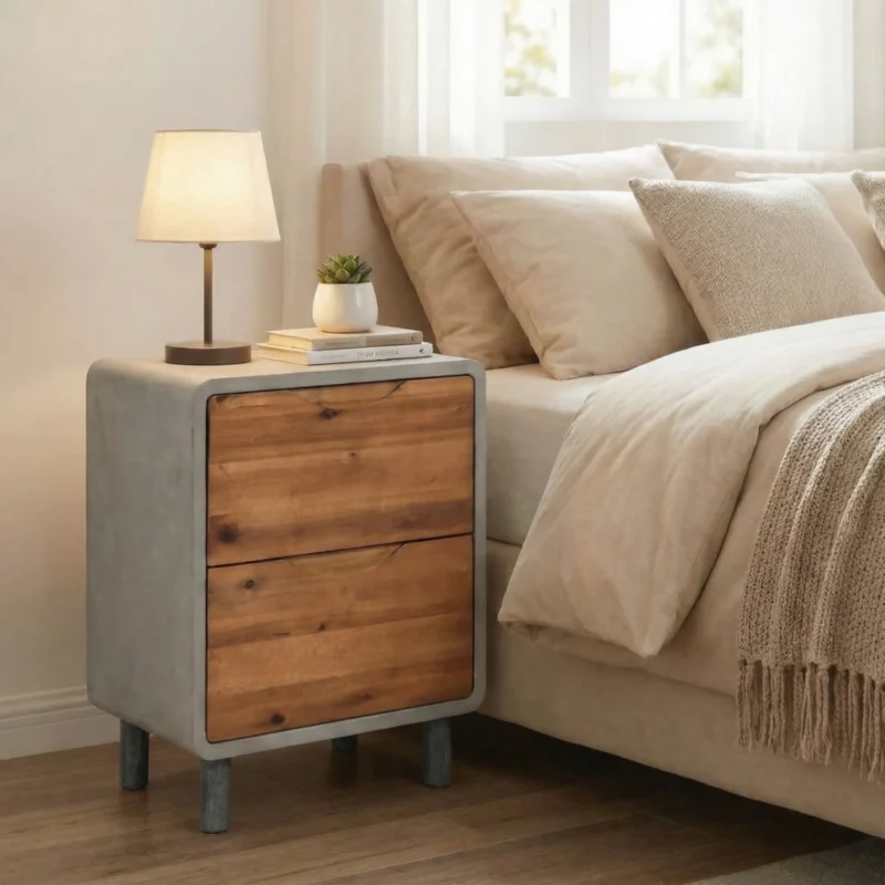 5653a609-c160-4903-8ccd-2d3019b4f6df Lola - Sengebord I Beton Og Massivt Akacietræ