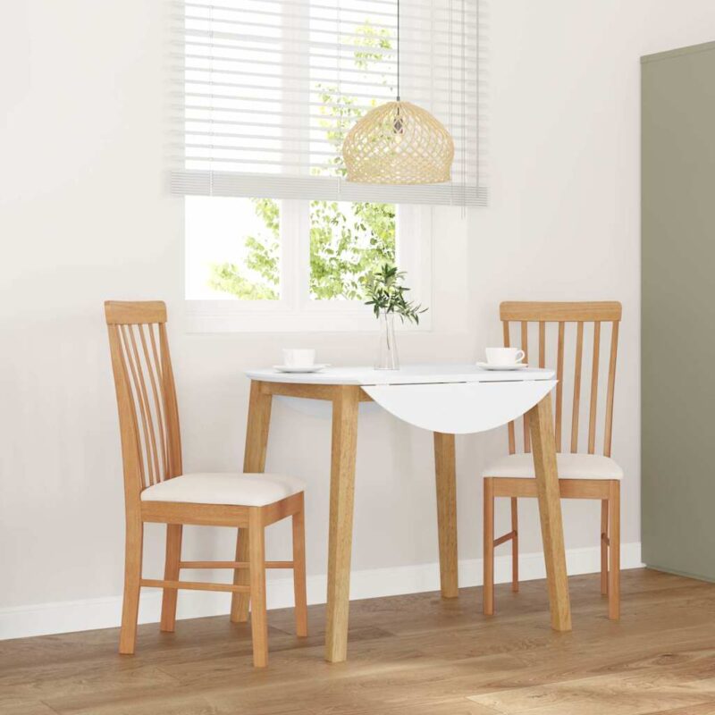 Spisebordsstole 2 Stk. Massivt Gummitræ Hvid
