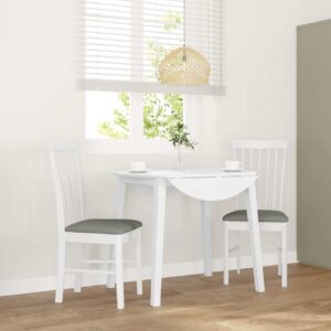 Spisebordsstole 2 Stk. Massivt Gummitræ Hvid