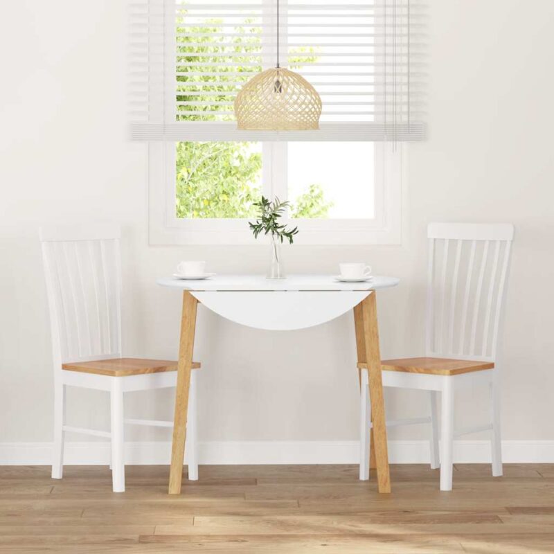 Spisebordsstole 2 Stk. Massivt Gummitræ Hvid