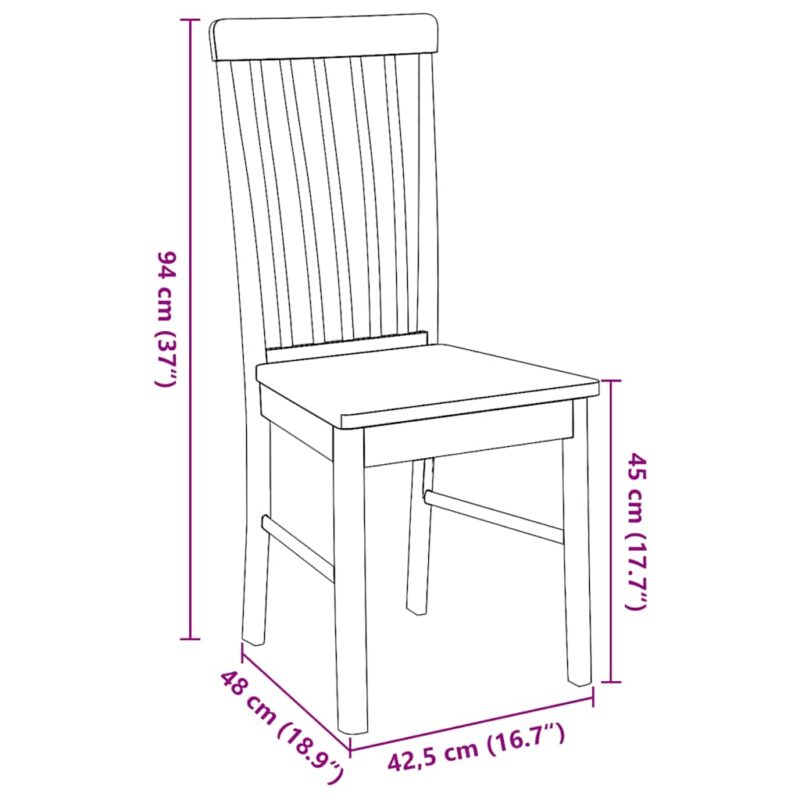 Spisebordsstole 2 Stk. Massivt Gummitræ Hvid