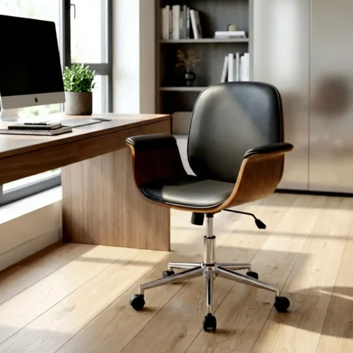 Lucca - Unik kontorstol i valnøddetræ og stål