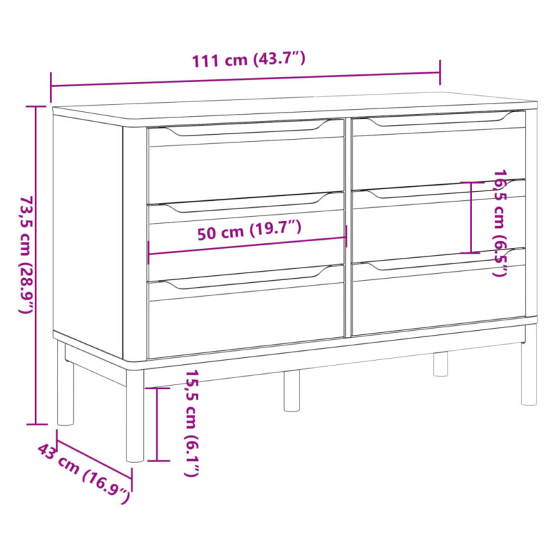 Kommode Løkken - Bygget i massivt fyrretræ