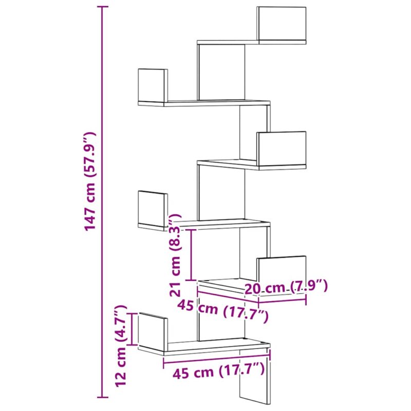 Hemingway - Væghængt hjørnehylde i flere farver